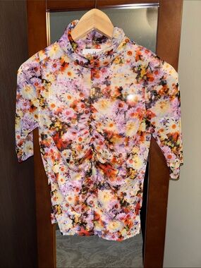 Floral Sheer Mesh Top Size Small